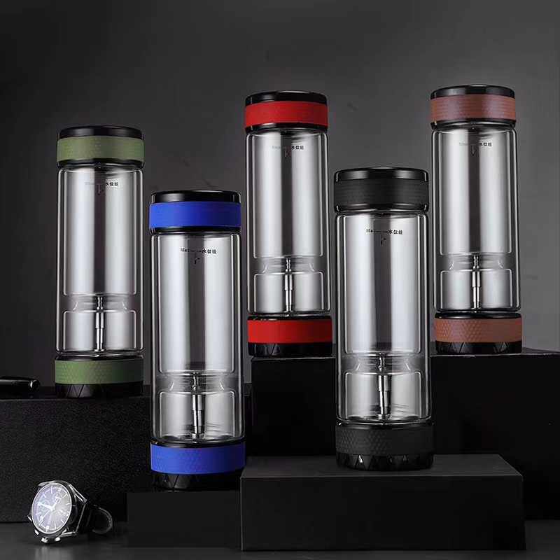 杯子雅布水杯玻璃杯家用透明茶水分离隔热加厚玻璃杯