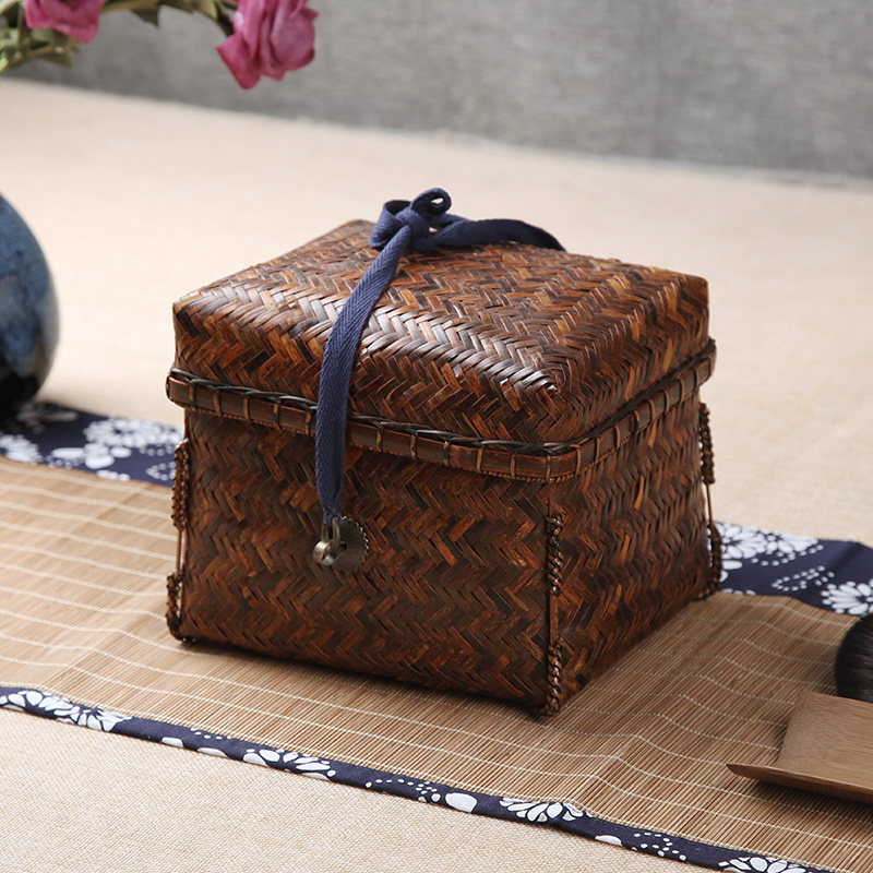 茶包禅意仿古日式竹编带盖茶具包茶宠收纳茶道竹编