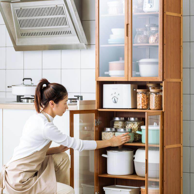 厨房碗柜收纳双门ins风餐边柜米面储物柜柜子餐边柜