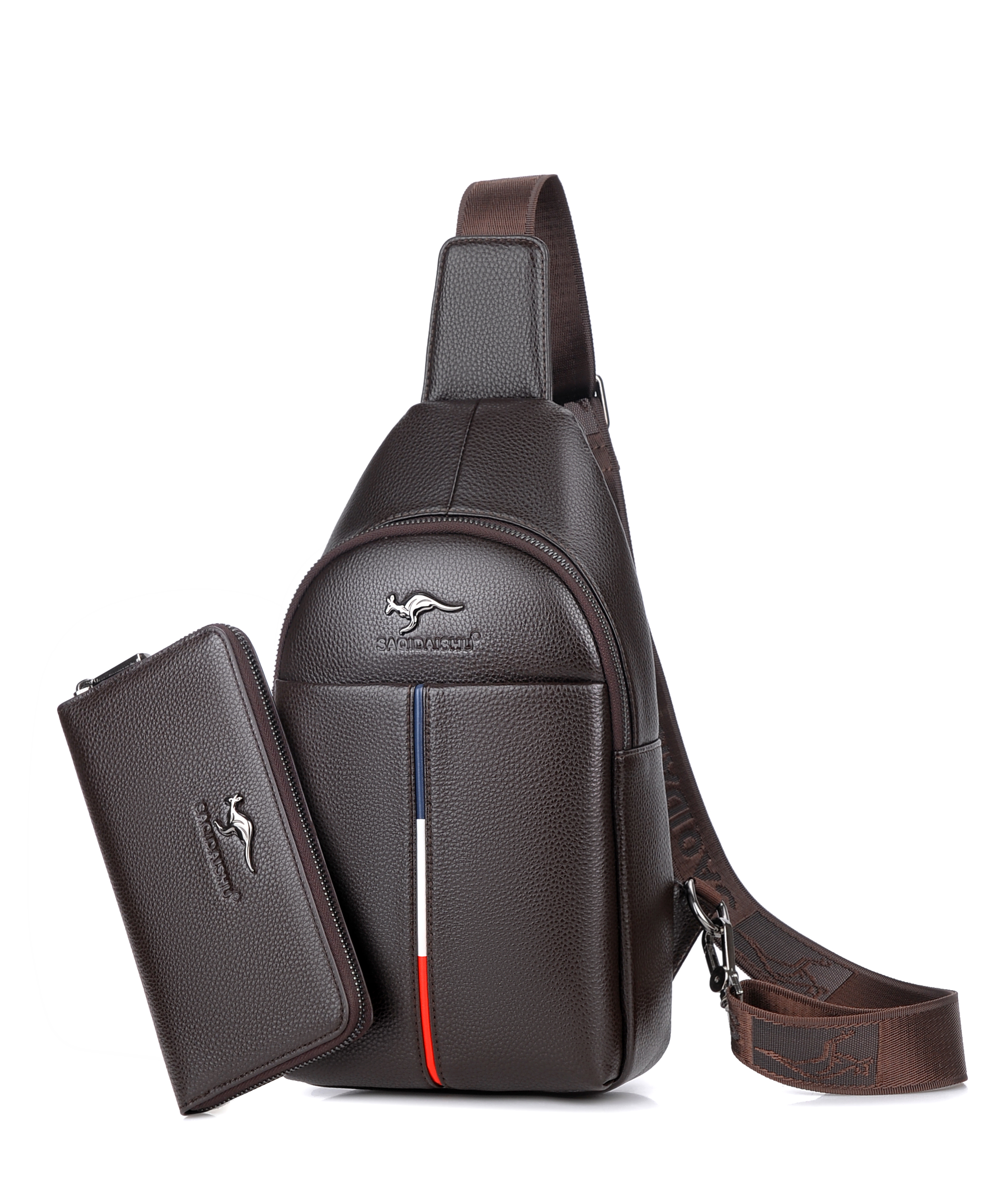 男士包袋萨奇袋鼠男士胸包真皮单肩包牛皮男包斜挎包休闲皮包小背包包