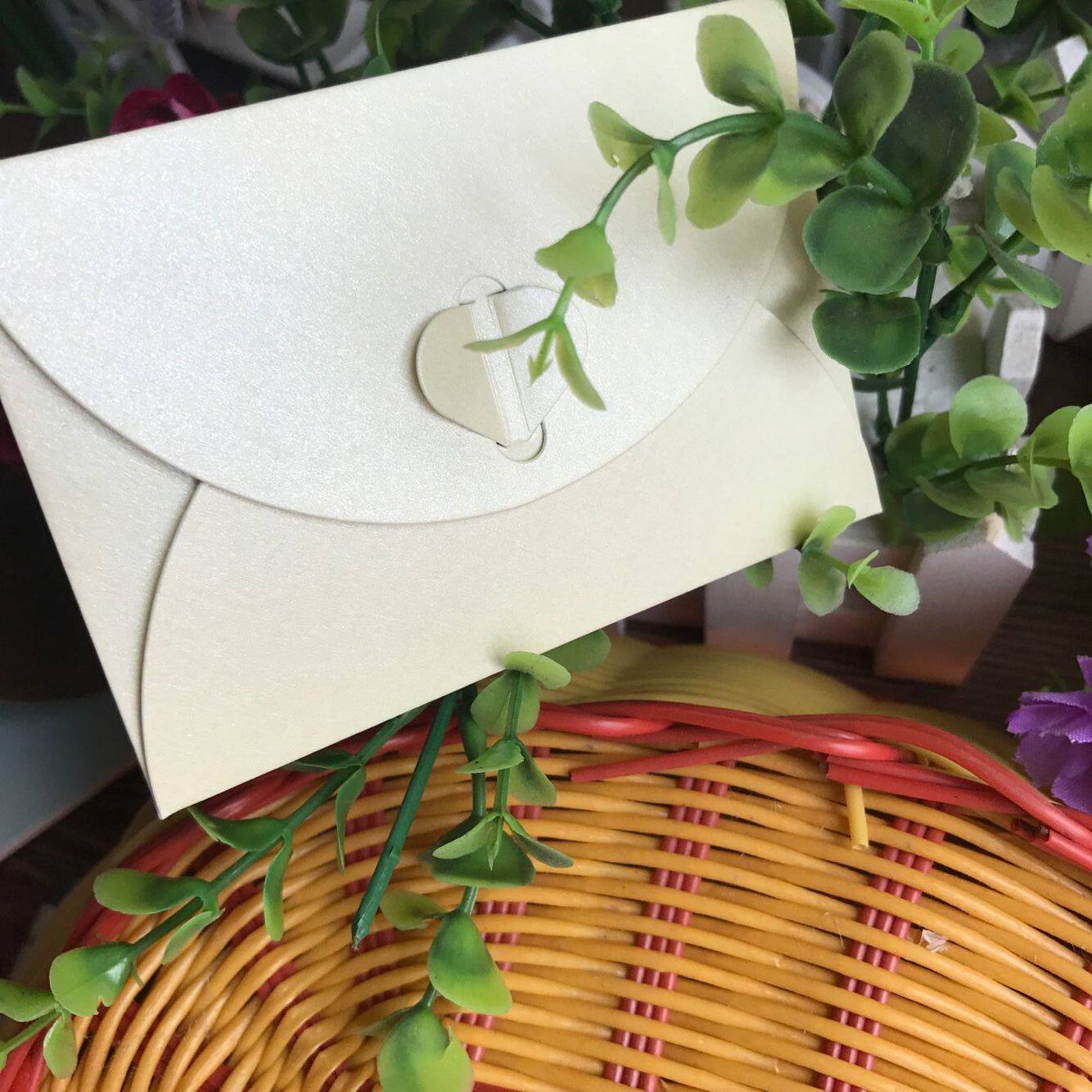 珠光信封米黄爱心创意复古彩色加厚卡套纸心型信封