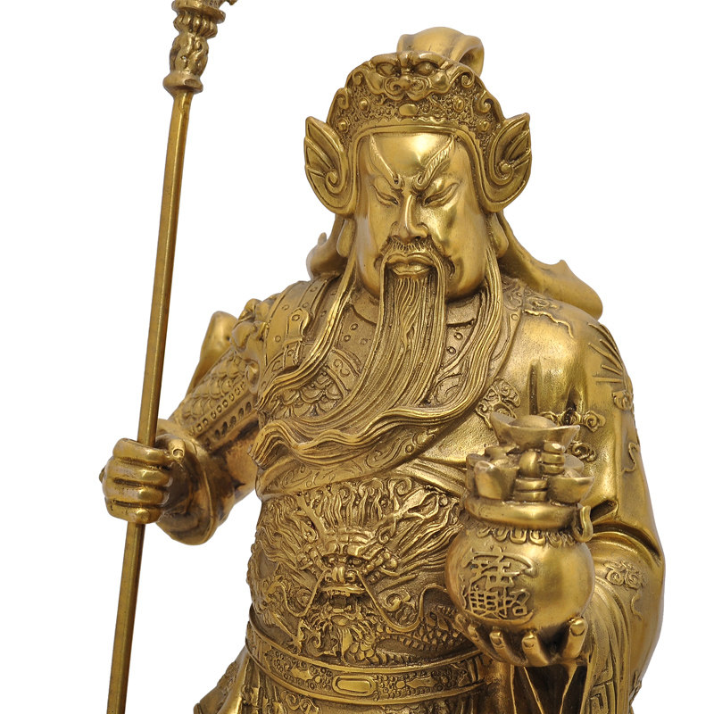 关公佛像神像供奉文关公托宝聚宝盆摆件武财神招财摆件