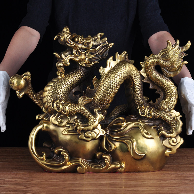 大号铜龙摆件工艺品全铜招财风水水龙办公室装饰摆件