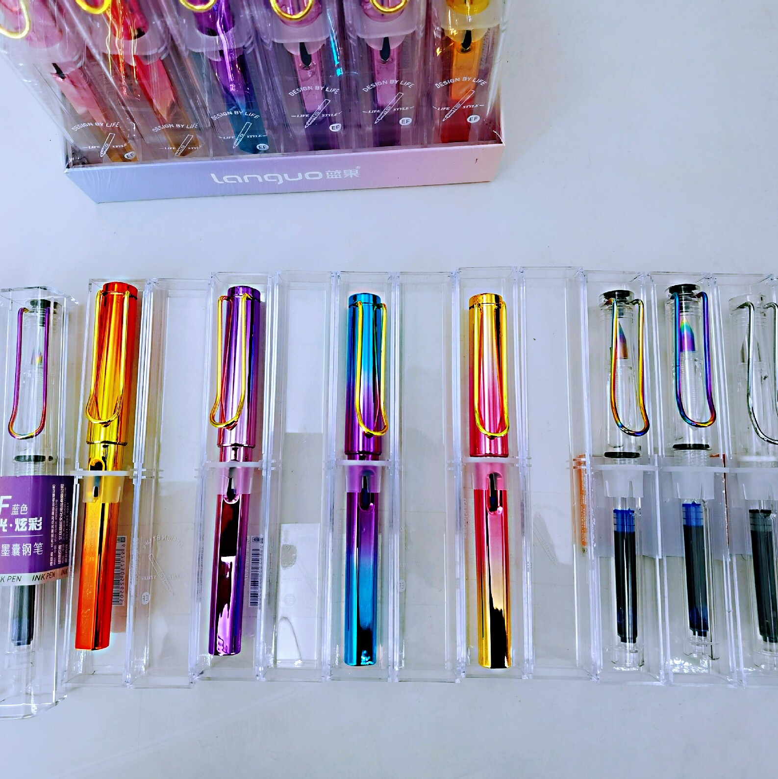 蓝果炫彩镭射ef正姿钢笔商务办公学生专用男女钢笔