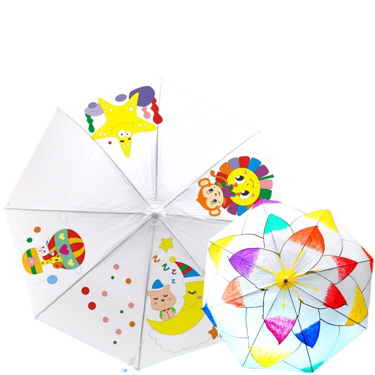 儿童绘画雨伞diy手工手工制制作涂鸦画画幼儿园伞