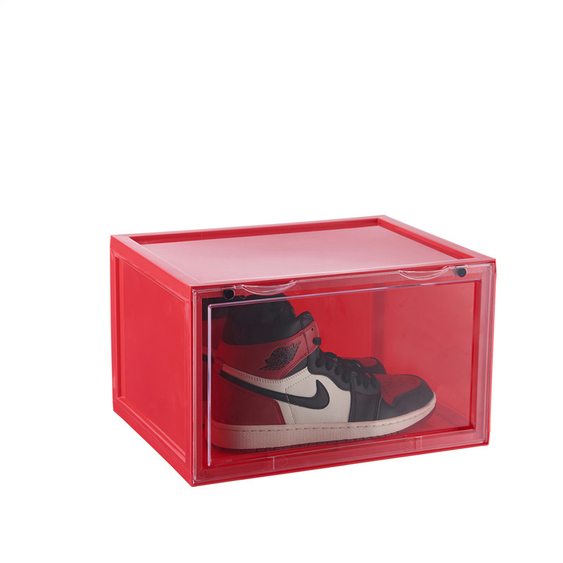 防尘氧化磁吸式侧开门球鞋收纳透明亚克力aj鞋盒