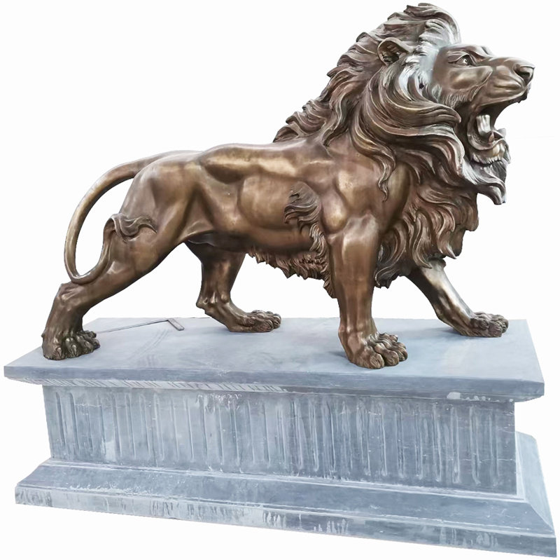大型仿真纯铜狮子雕塑欧式站立雄狮造型铸铜户外