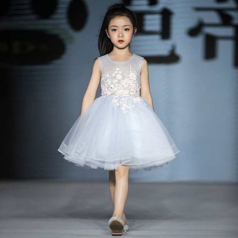 儿童礼服公主女童夏季洋气花童小女孩走秀表演儿童礼服