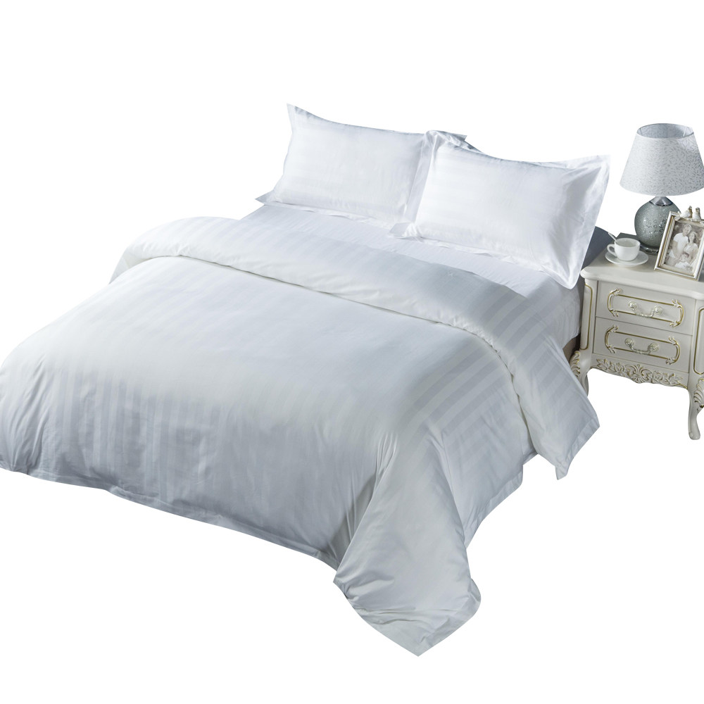 五星级酒店宾馆床上用品加厚被套套件专用纯棉白色床单床品套件