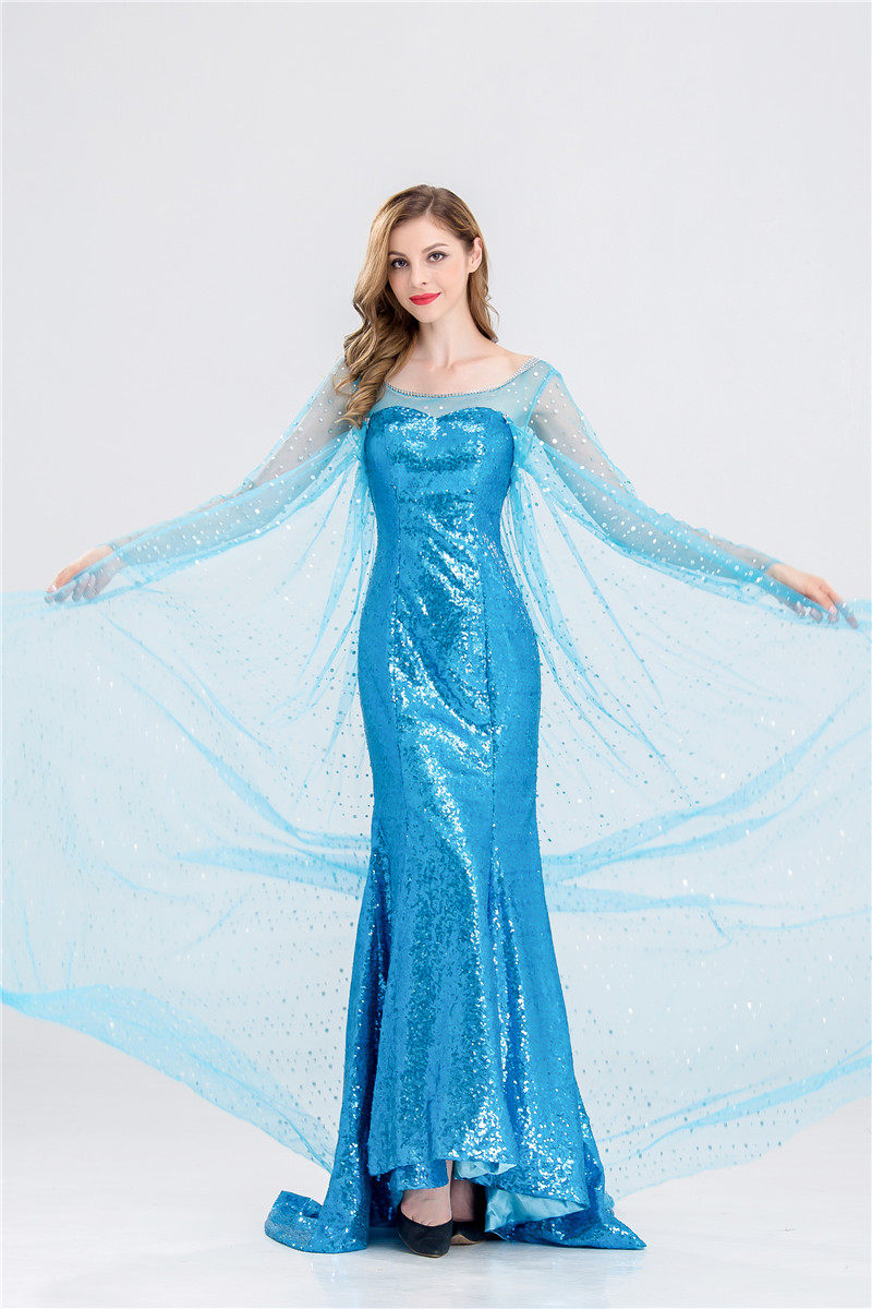 万圣节frozen冰雪奇缘elsa连衣裙cosplay公主礼服成人服饰