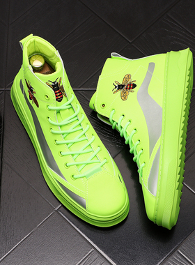 欧洲站男士马丁靴韩版刺绣休闲鞋子