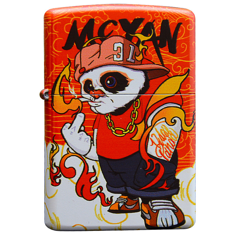 打火机zippo正版防风煤油机彩印火神熊猫国潮创意zippo