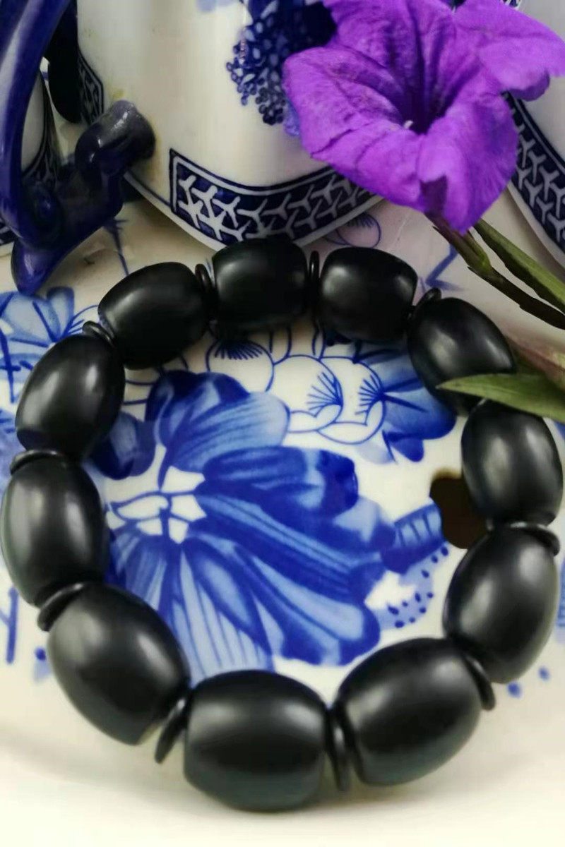 天然海铁树桶珠转运手链海底神木黑珊瑚乌海柳鼓佛珠手串痔疮克星