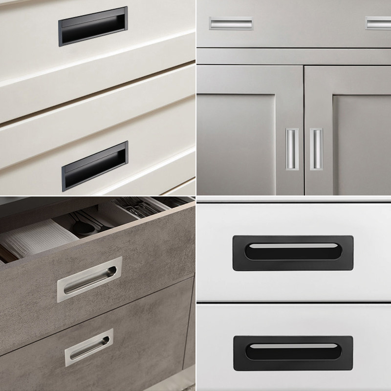暗装扣手内嵌抽屉隐形暗拉手壁橱移动门内置凹槽嵌入式衣柜门把手