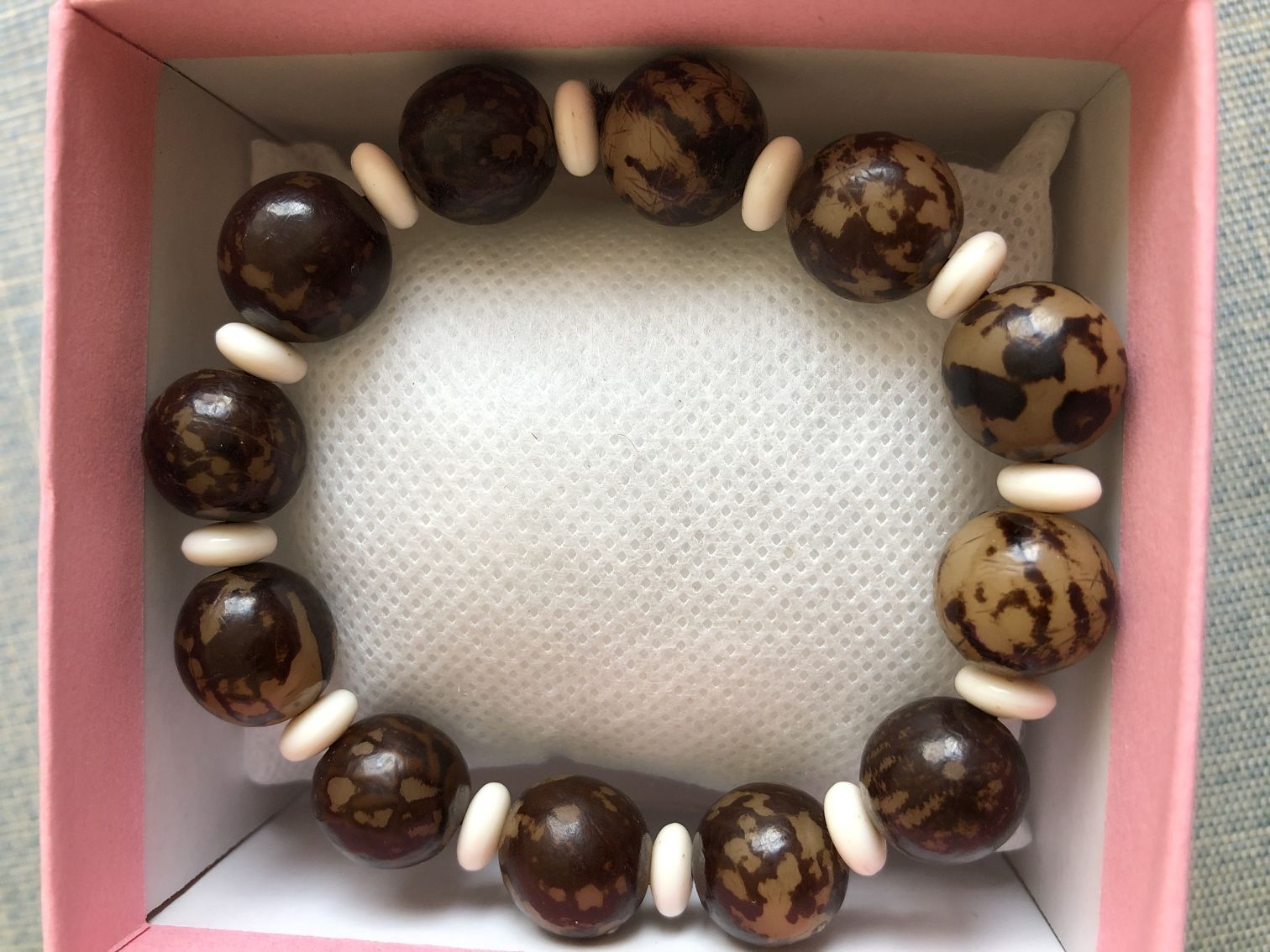 花菩提手虎班纹普提根佛珠手链男款饰品赠送手链