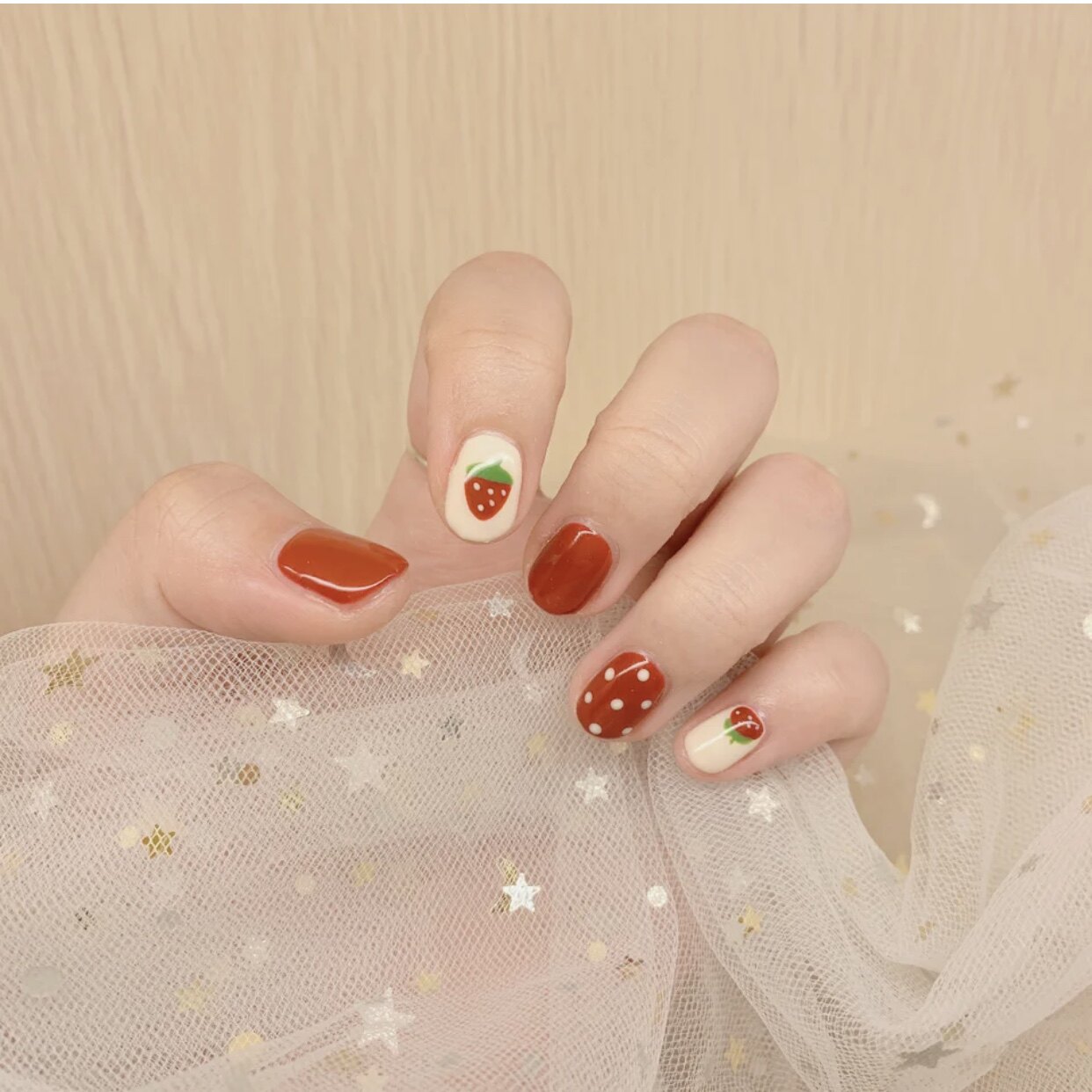 jiajianail手工定制甲片光疗穿戴孕妇假指甲可爱夏日草莓小清新