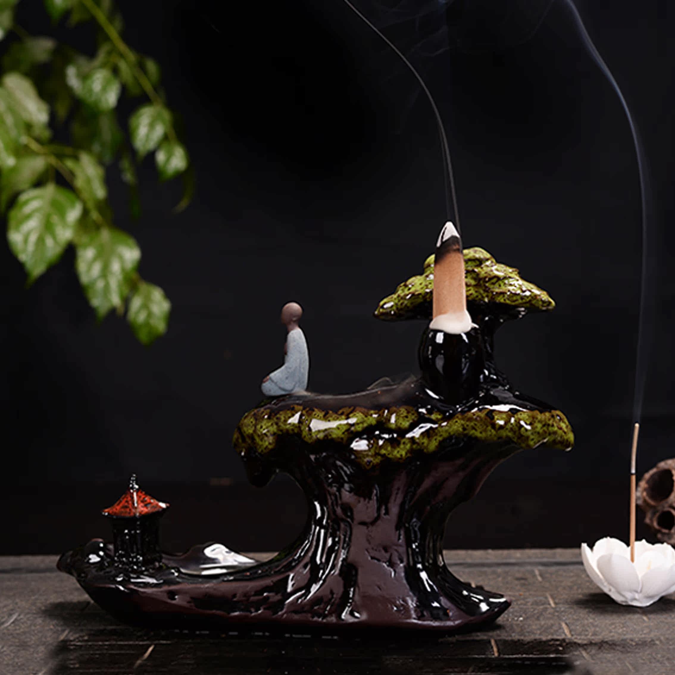 创意陶瓷倒流香炉高山流水个性香道摆件室内香薰香薰炉