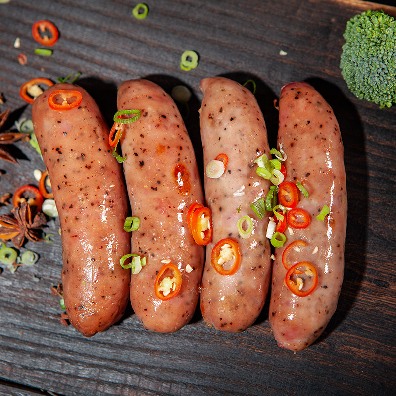 乐麦麦点黑胡椒地道肠火山石烧烤原味纯肉热狗香肠