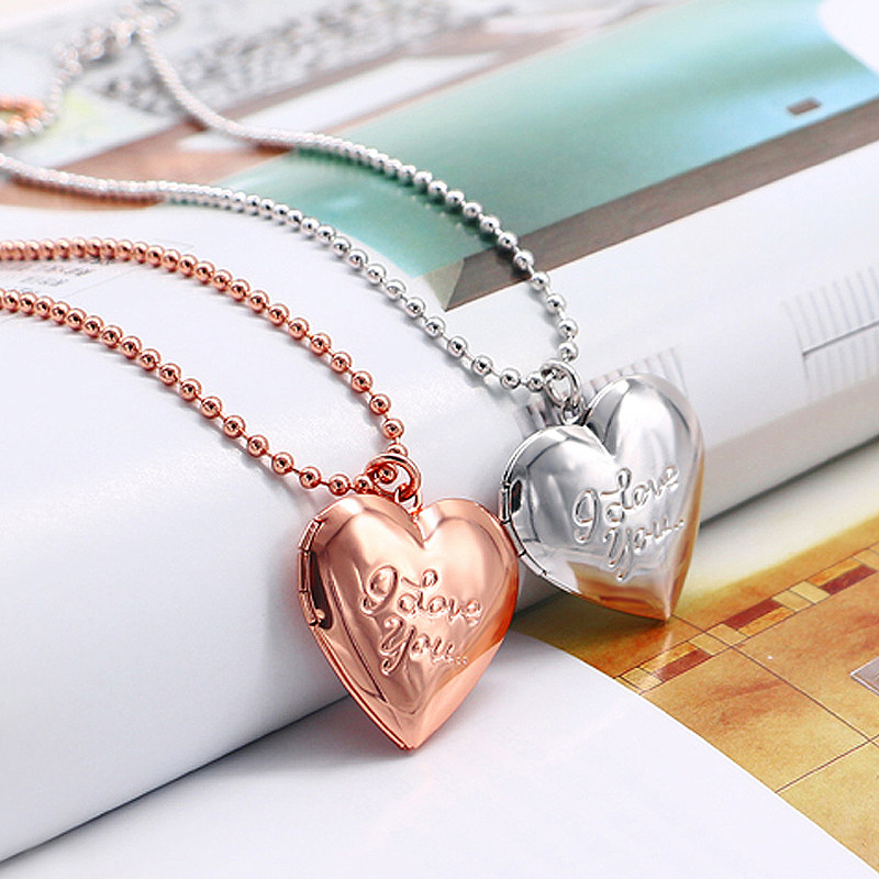 男女定制照片情侣项链彩金爱心吊坠个性刻字项链