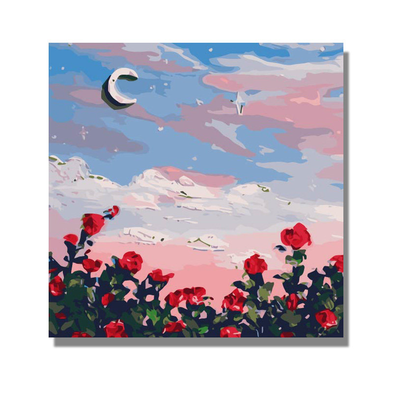 diy数字油画手工涂色客厅装饰风景油画唯美填色diy