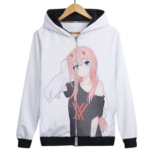 darlinginthefranxx国家队02周边二次元加绒连帽外套秋冬衣服