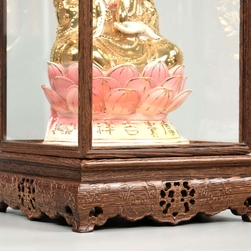 黑鸡翅木佛像玻璃罩工艺品实木透明防尘罩古董摆件木雕展示盒方形