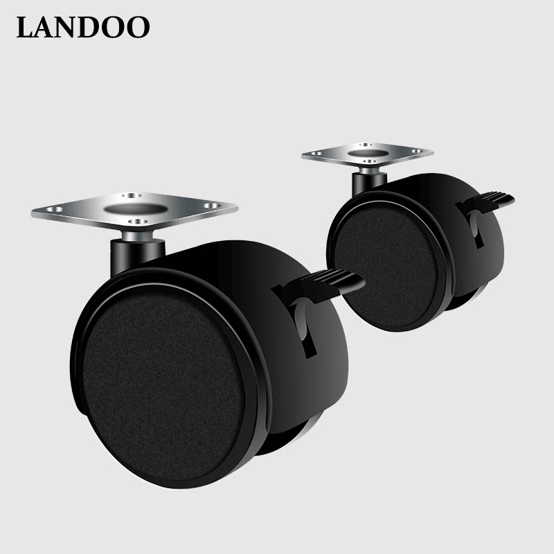 1-2寸柜子脚轮茶几桌滑轮带刹车万向 电脑桌脚轮平板脚轮轮子包邮