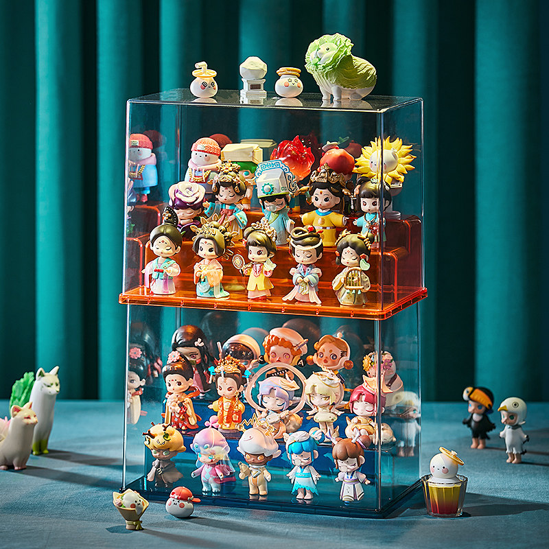 泡泡玛特收纳展示架盲盒防尘公仔盒子popmart陈列透明手办收纳盒