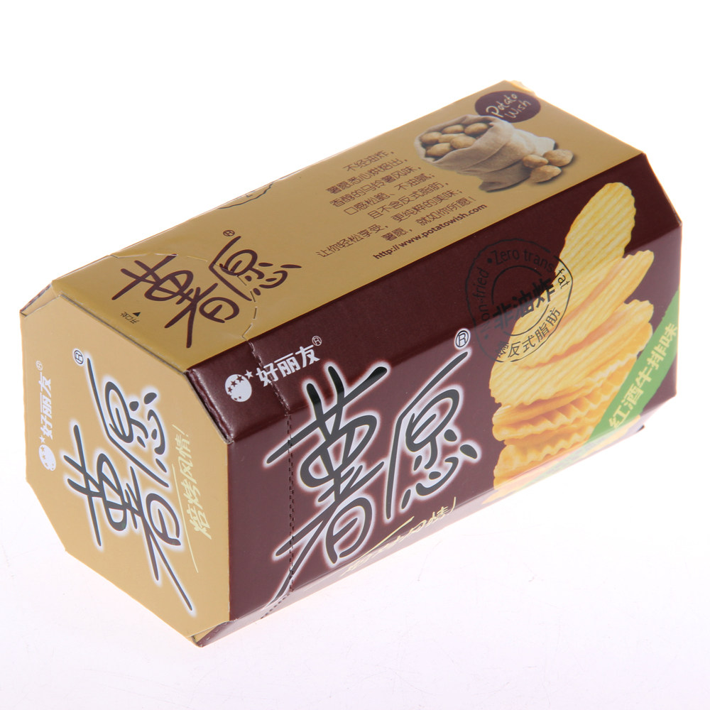 包邮 好丽友薯愿薯片香烤原味红酒牛排味非油炸马铃薯膨化食品48g