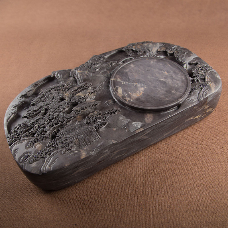 砚源砚台莫仲手工精品老坑松下雅居文房四宝肇庆砚台