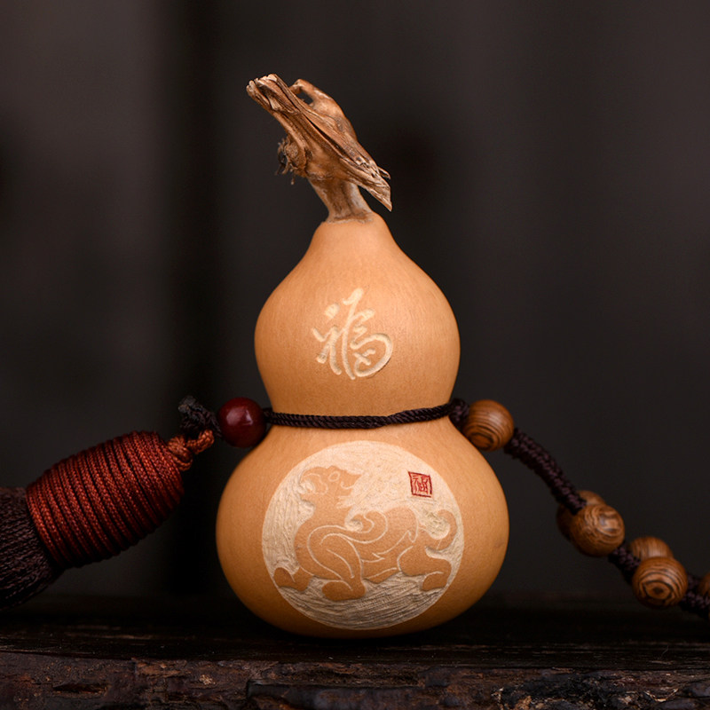天然葫芦挂件手工烙画雕刻之水家宅纳福平安葫芦