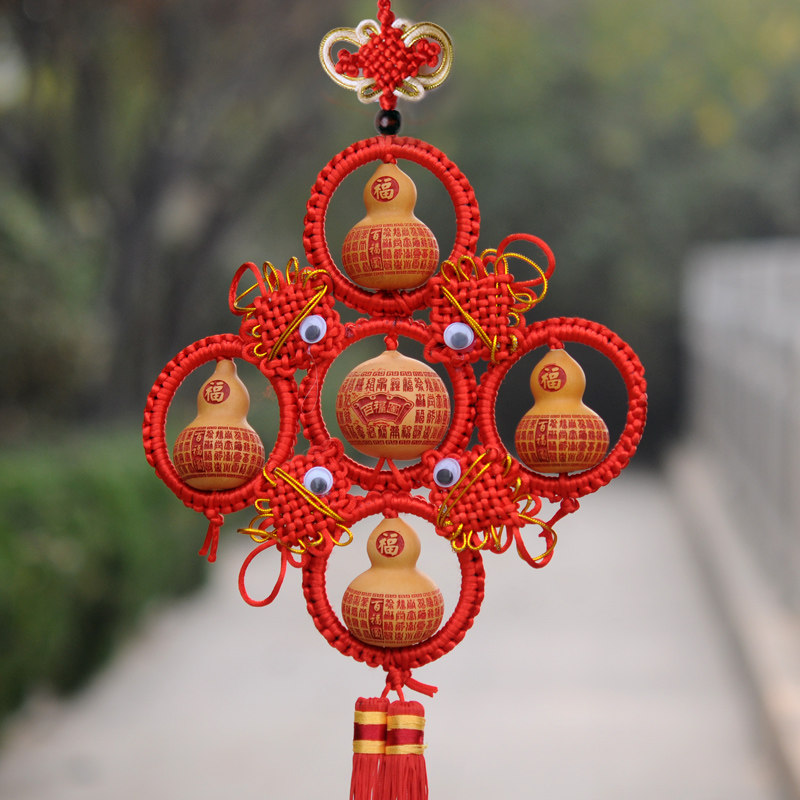 天然葫芦挂件雕刻五福福临门招财纳福镇风水家居饰品葫芦