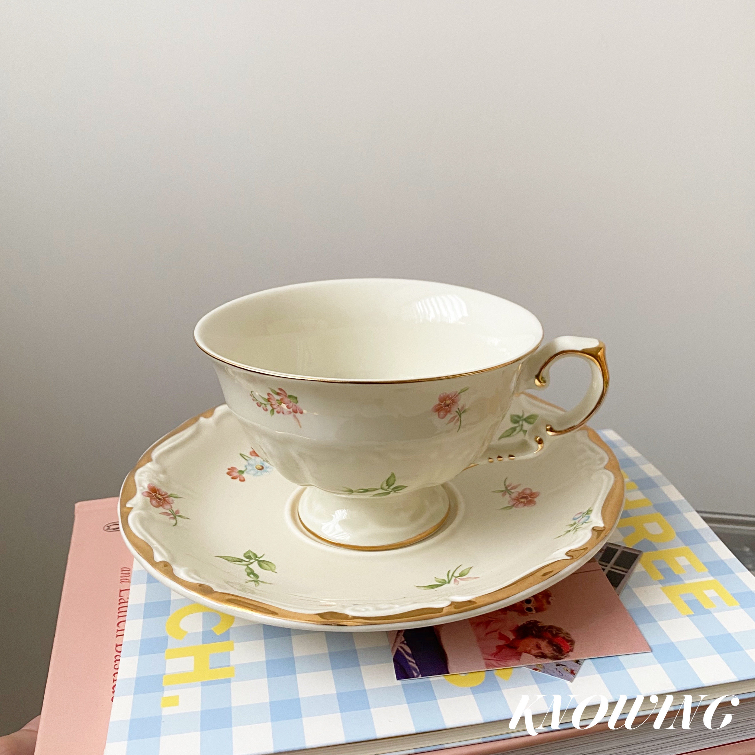 法式复古vintage挂耳精致下午下午茶茶杯咖啡杯ins咖啡杯