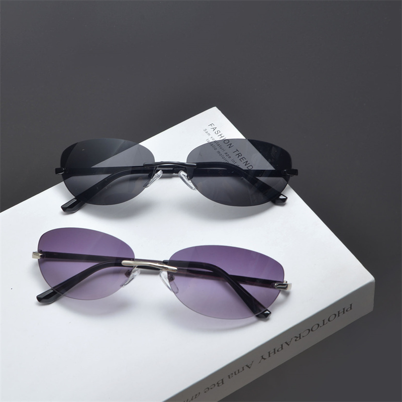 千禧银色太阳骑行美潮欧美墨镜朋克框切感无太阳眼镜