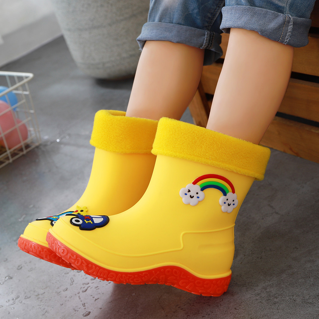包邮儿童可爱小汽车雨鞋女童橡胶防滑水鞋保暖加绒卡通亲子雨靴