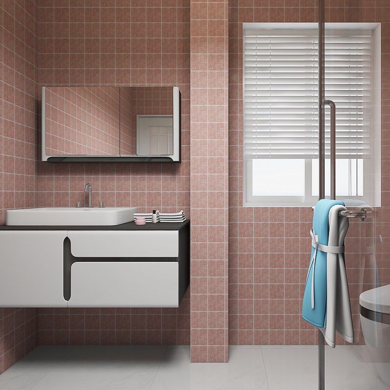 卫生间瓷砖砖墙浴室墙面翻新厕所防水墙纸自粘墙贴