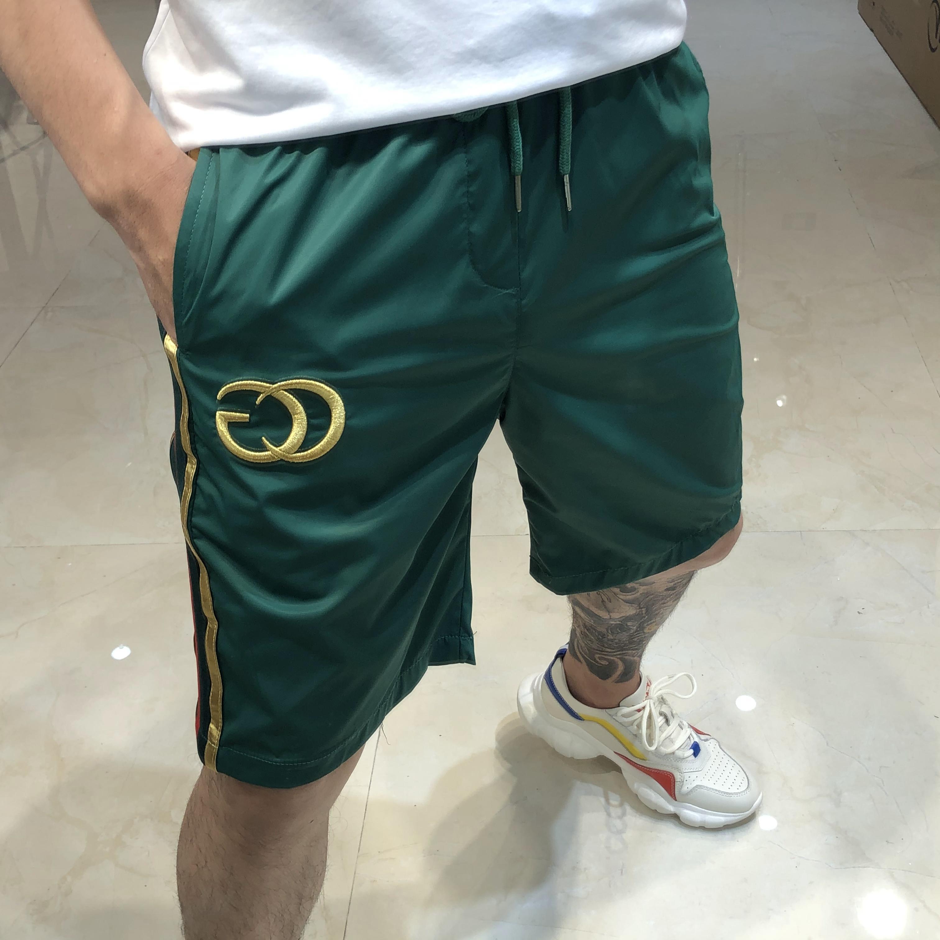 潮牌短裤男五分裤夏季休闲裤沙滩裤男简约刺绣男士速干运动短裤潮