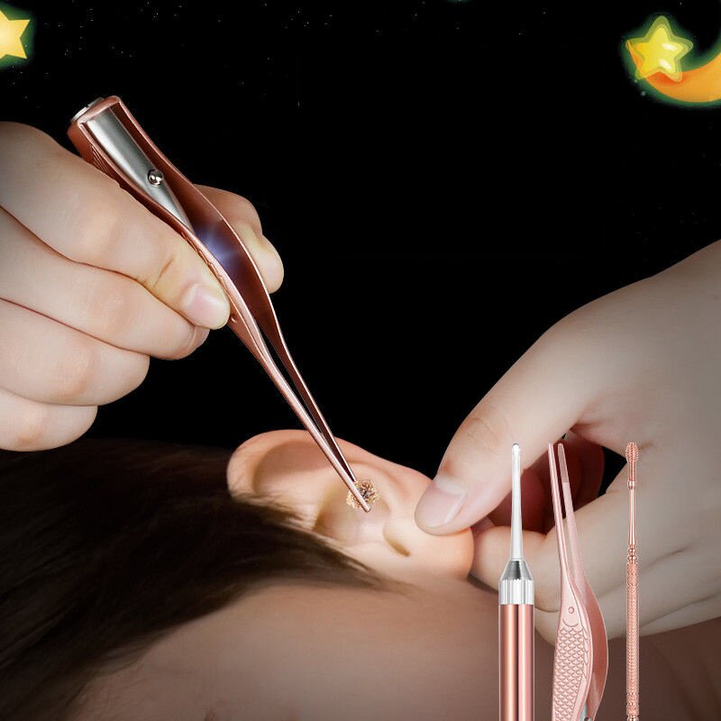 专业采耳工具套装防滑搓花不锈钢柄铜小头挖耳勺四驱车零配件