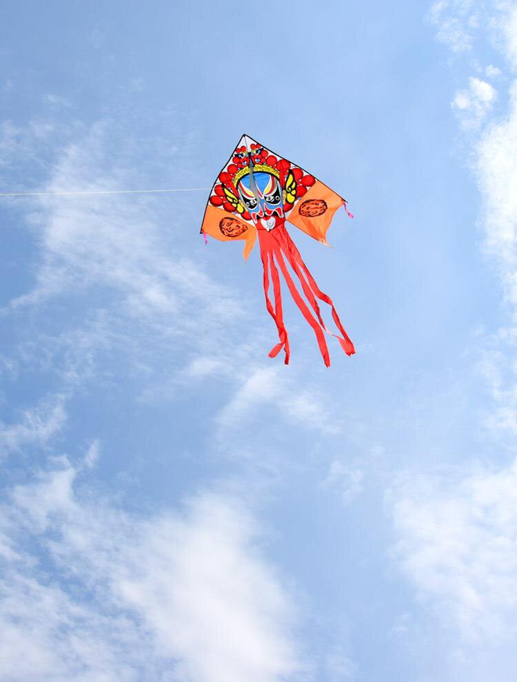 潍坊风筝京剧脸谱武财神中国国风大型成人三角微风风筝