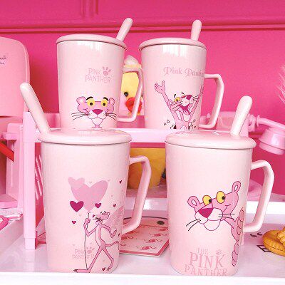 瓷纳雅陶瓷杯少女可爱心陶瓷杯子女学生韩版带盖勺马克杯水杯家用