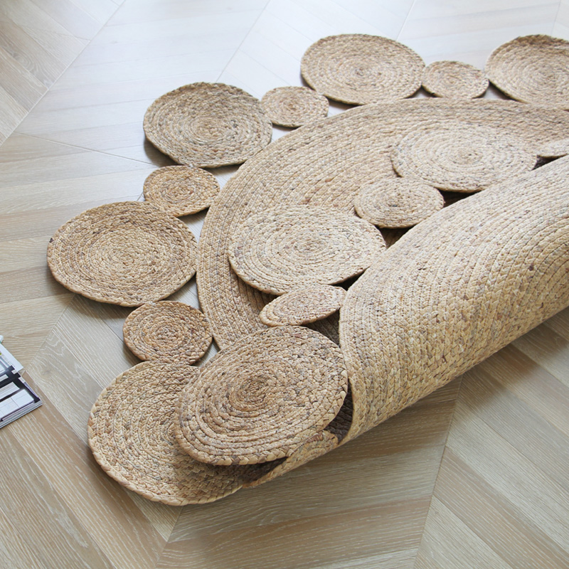 casln北欧简约ins芦苇植物手工草编编织圆形地毯