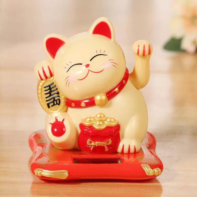 摇手金色招财猫档口摆件店铺开业礼品电动车载招财猫