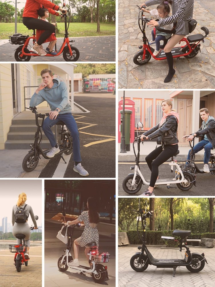 bremer电动滑板车12寸锂电池电瓶车两轮可折叠坐骑男女电动滑板车