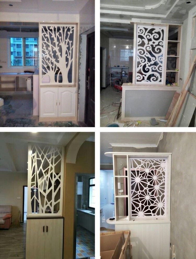 壁纸玄关间断木艺屏风落地流苏室内隔断单个通花板