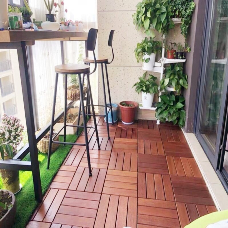 塑木户外防腐实木阳台庭院露台室外拼接改造实木地板