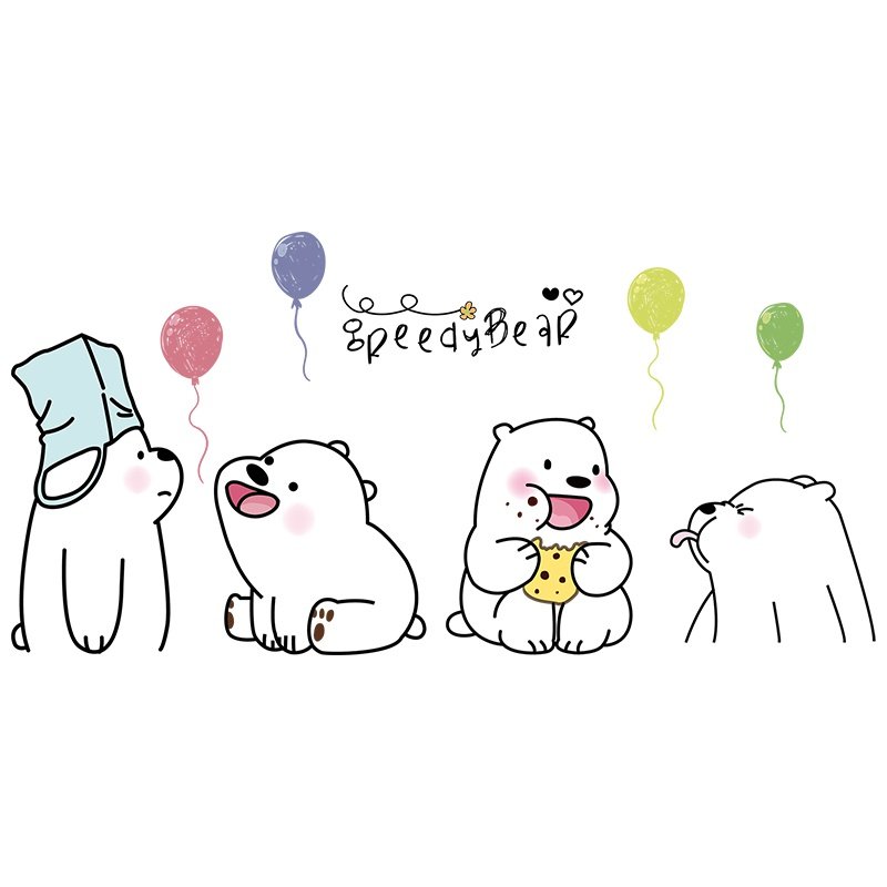 贴纸玻璃宿舍装扮墙壁壁画墙画卡通大熊图案墙贴
