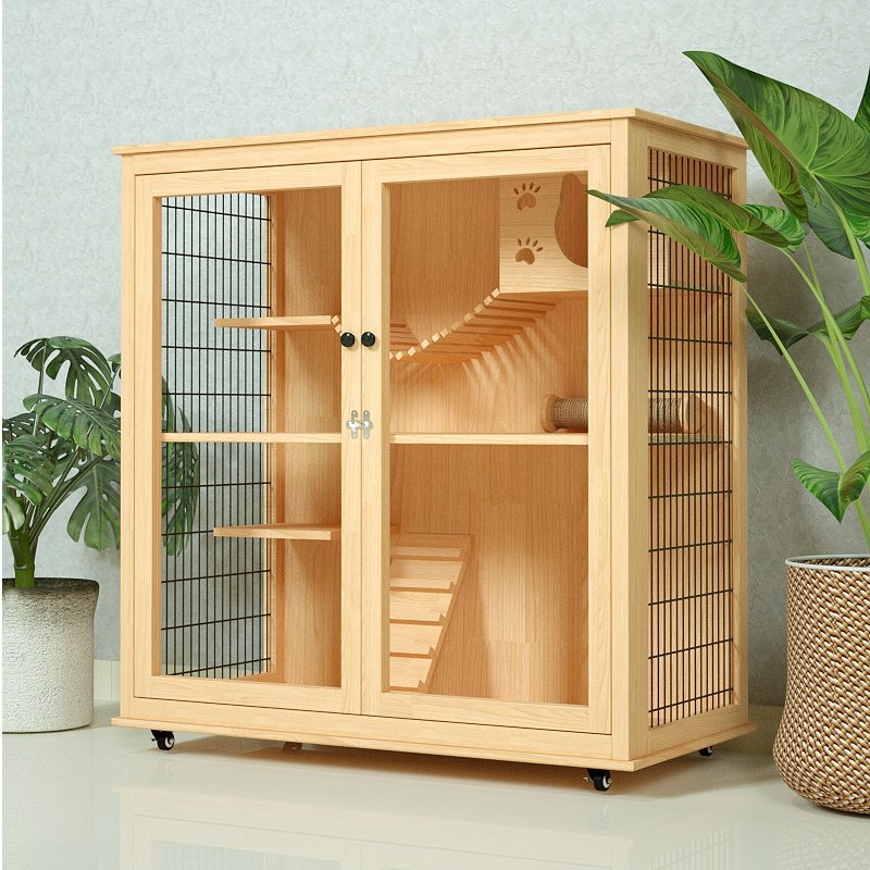 猫笼别墅实木两层猫咪家用室内豪华柜子大型笼子