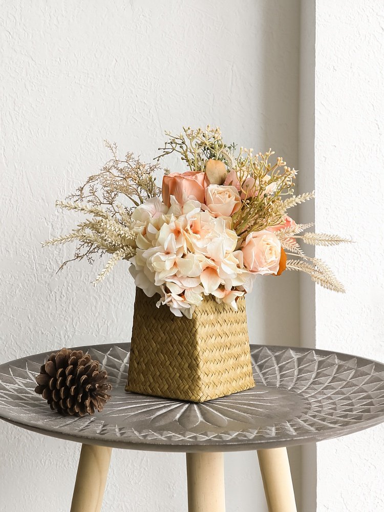 装饰ins草编插花花篮客厅餐桌桌子藤编干花花瓶