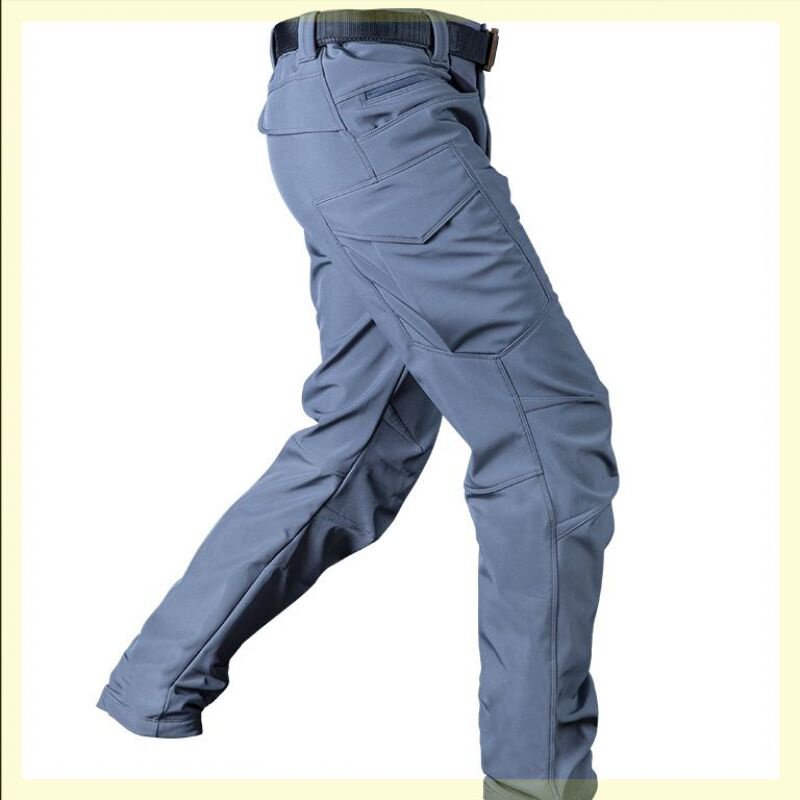 防寒多口加绒软壳大码户外口袋绒裤登山裤抓冲锋裤