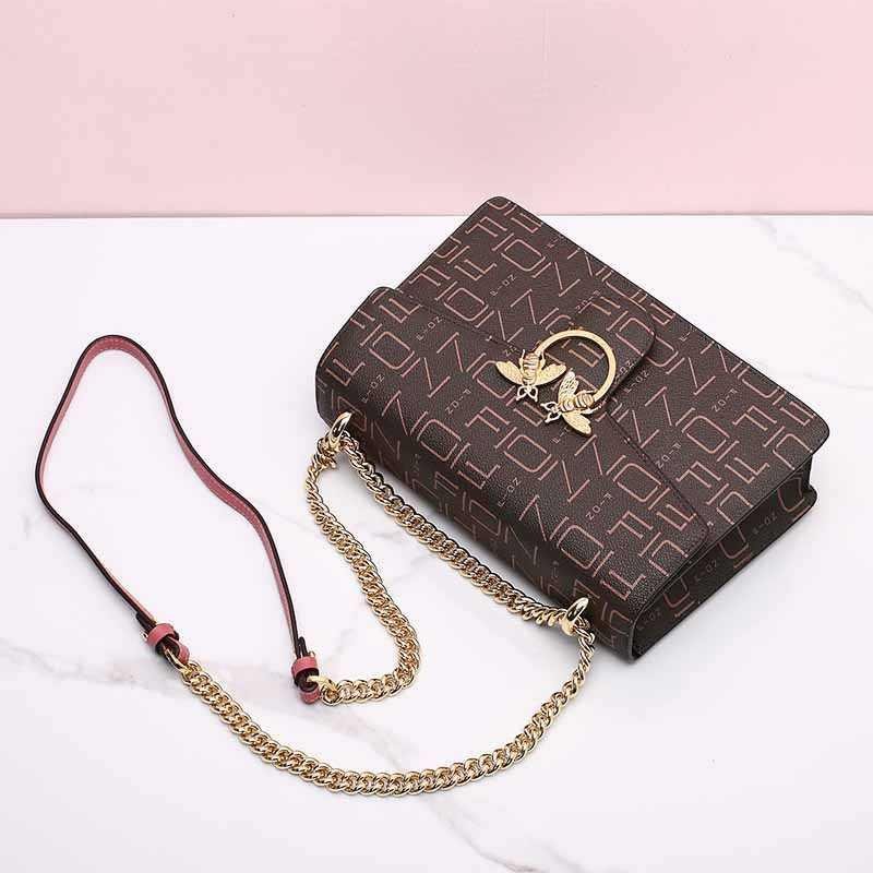 fion菲安妮小众轻奢女包包老花链条小方包时尚蜜蜂单肩斜挎包